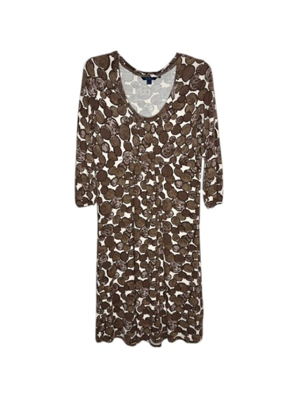 Boden Circles WH150 Flowy Jersey Day Dress - Brown Ivory - 16R